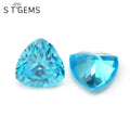 Machine Cut 6*6mm Sea Blue CZ Stone Loose Triangle Shape Cubic Zirconia for Jewelry MegaBDM