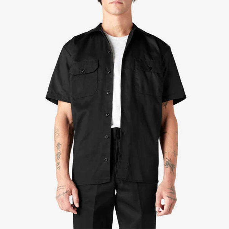 Wholesale High Quality Eco-Friendly Twill Cotton Polyester Breathable Turn-down Collar Shirt Custom Multicolor Short Shirt Men
