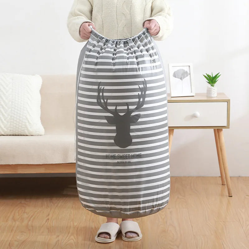 Kids Toy Storage Bag Bucket Quilt Organizer Cartoon Printed Pouch Bags Large Drawstring Laundry Organizer Bag