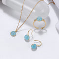 RINNTIN GM31 100% Genuine Natural Aquamarine Necklace Set 925 Sterling Silver Necklace Gemstone Jewelry Set for Women Girls