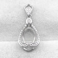 Sterling Silver 8*10mm Semi Mount Pendant Empty Frame Blank Support Setting S925 Base Holder Without Center Stone for DIY Inlay