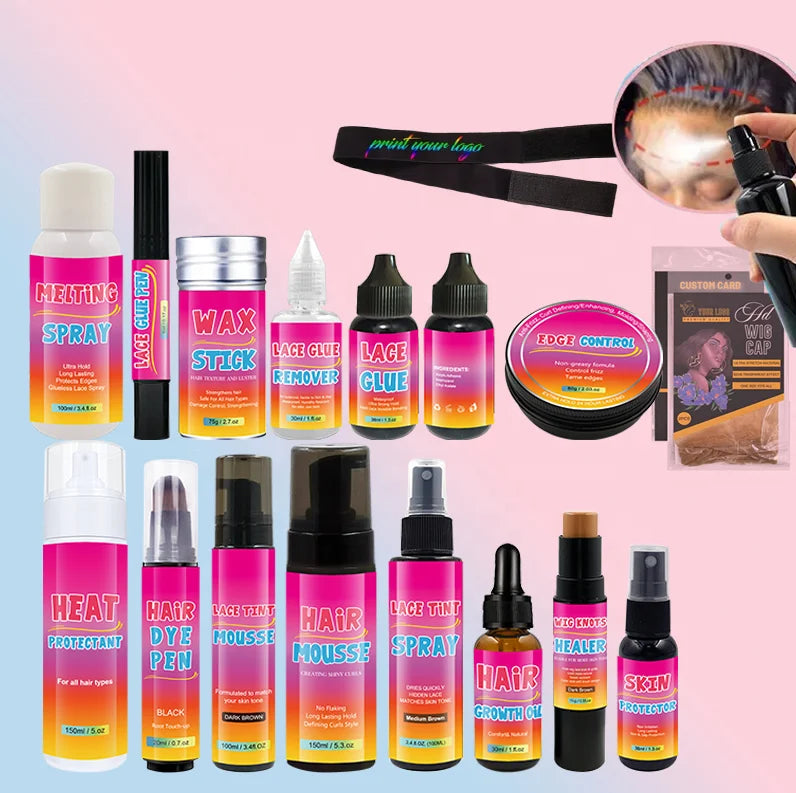 Hot Selling Stock Label No Logo Lace Glue Remover Wax Stick Lace Tint Spray Hair Mousse Edge Control Growth Oil Melting Spray