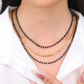 Chris April in Stock Fashion Jewelry 316L Stainless Steel PVD Gold Plated Cz Black Onyx Beads Chain Choker Necklace
