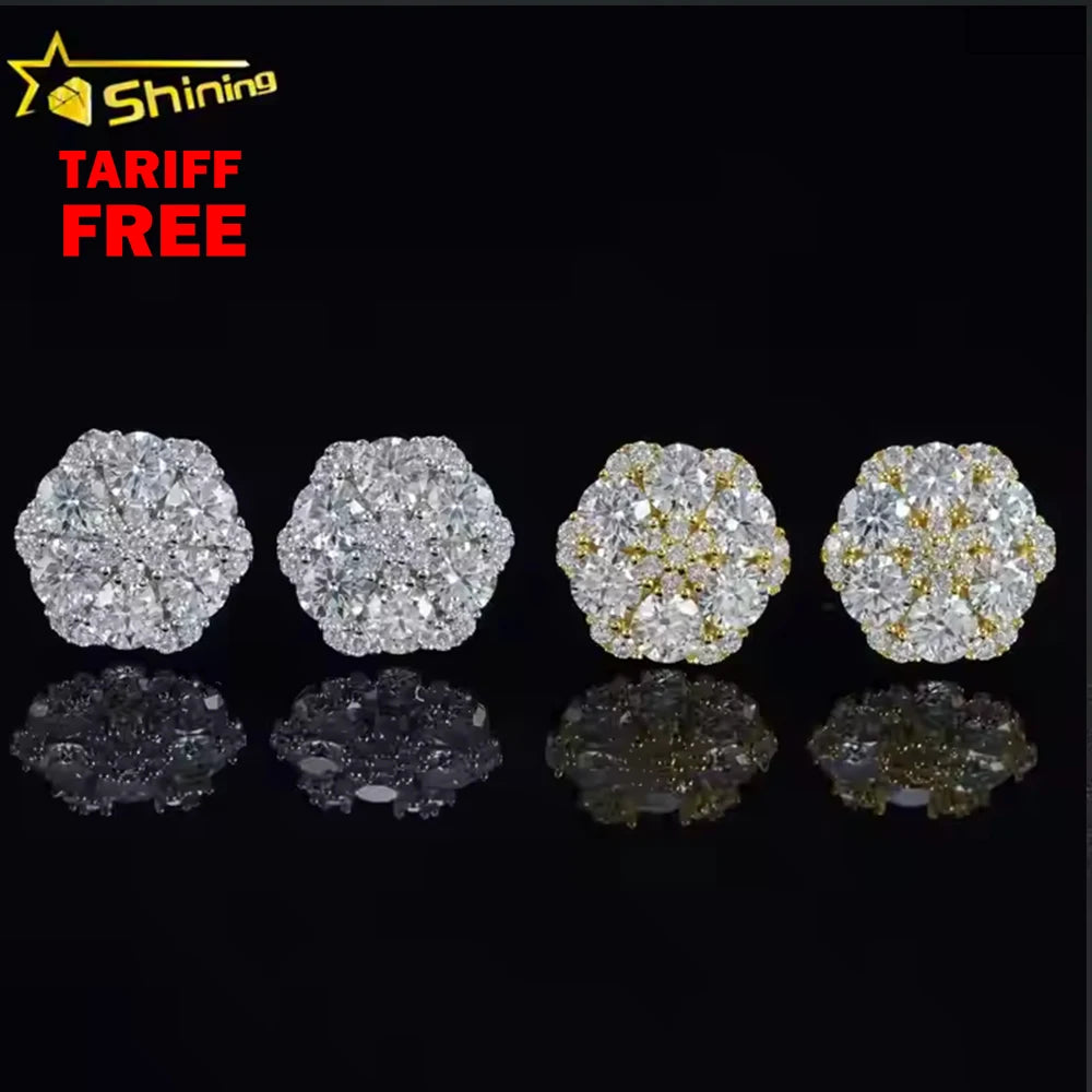 Screw Back Fashion Earring Fine Jewelry 925 Sterling Silver Gold Plated VVS-FL Moissanite  Diamond Stud Earrings Ready to Ship