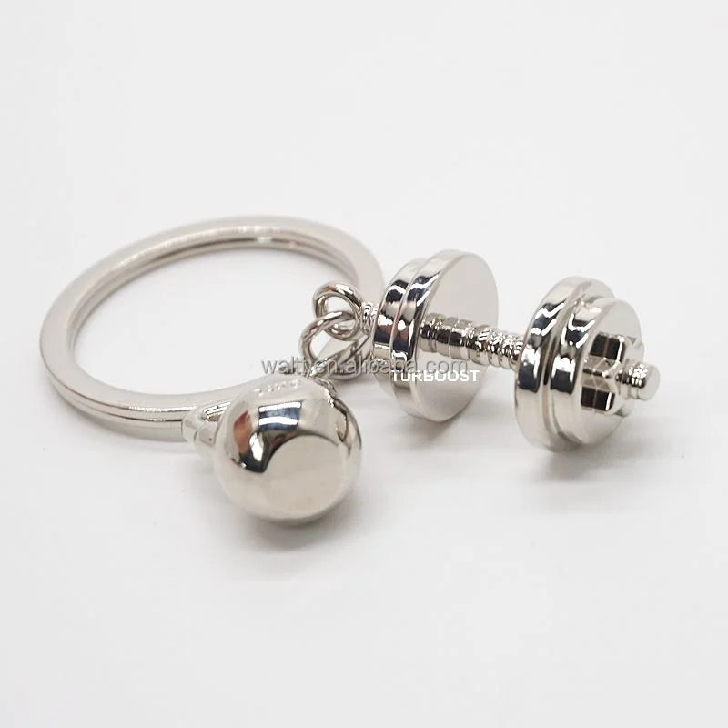 Fitness Enthusiast's Metal Dumbbell Keychain - Perfect Souvenir for Gym Lovers