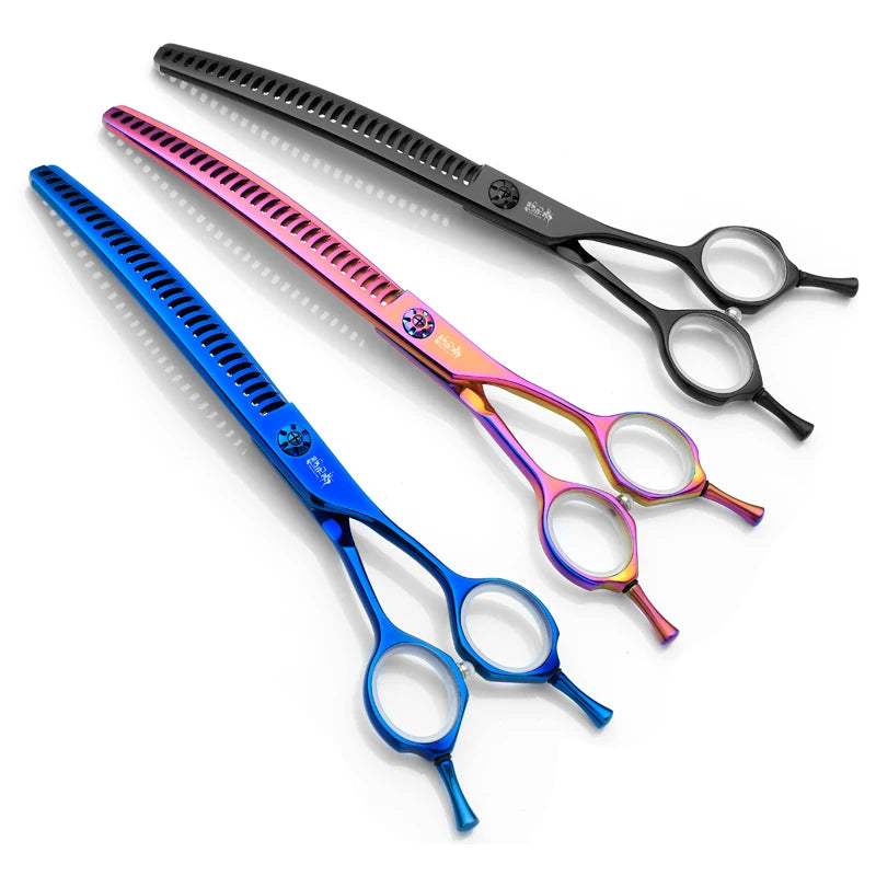 Color Professional JP440c 7 Inch High Quality Pet Dog Grooming Scissors Curved Fishbone Shears Chunker Thinner Scissors