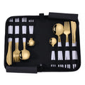 Travel Fork Knife Modern Custom Gold Stainless Steel Spoon Storage Polished Back to School LEHAO Luxury Cutlery Set with Pouch