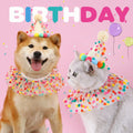 Pet Birthday Costume Polka Dot Lace Bib Birthday Hat Set cat and Dog Candy Colorful Balls Bib Collar Neck Strap Birthday Gift