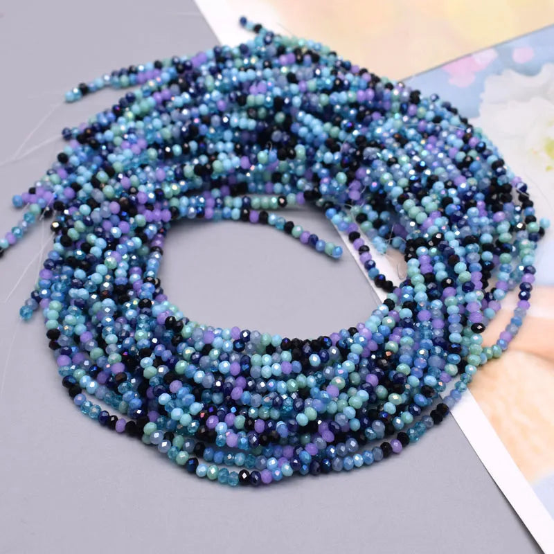 Mixed Color 2mm Rondelle Faceted Crystal Glass Beads Round Loose Spacer Beads for Jewelry Making DIY Necklace Bracelet