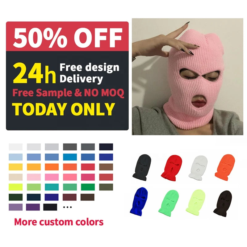 Hot Sell Winter Skimask pink Balaclava Ski Mask 3 Hole Balaclava Face Mask Cap for Winter 3 Whole Ski Mask