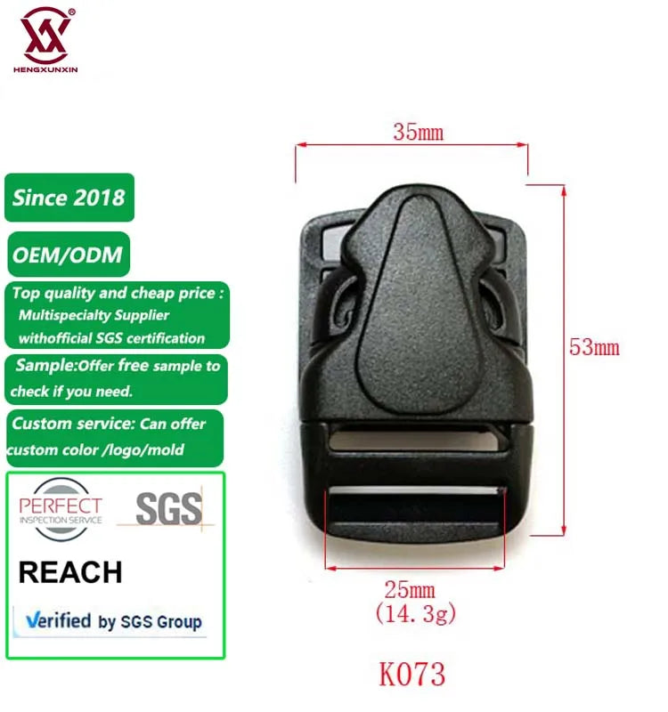 Fastener 1Inch Plastic Quick Release Buckle Black Color Good Quality China Factory Supply for Luggage Bag
