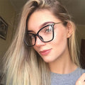 New Fashion Trending Metal Optical Frame Eyeglasses Retro Cat Eye Eyewear Women Oversize Anti Blue Light Glasses Frame