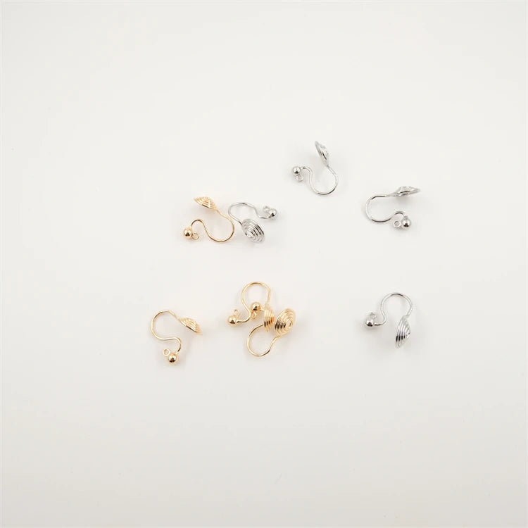 Clip of Non Pierced Earrings Brass 14K Gold Plated No Ear Hole Popular Double Sided Spiral Shape Ear Clip