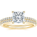 OAHLAN 14k Gold Plated 2CT 925 Sterling Silver Bridal Ring Sets Princess Square Cut CZ Engagement Rings for Women
