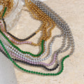 Fashion Ins Gold Plated Stainless Steel Bead Chain Necklace Sparkle Cubic Zirconia CZ Tennis Chain Necklace
