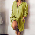 RNSHANGER Fashion Shirt Dress for Women Spring Summer Casual Vintage Clothing Vintage Loose Knee Length Dresses