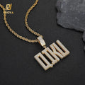Nuoya Hip Hop Jewelry Iced Out Zircon Letter Name Pendant Personalization Custom Square Capital Letter Name Pendant