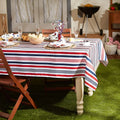60x84" Polyester Patriotic Print Outdoor Water Repellant Wedding or Party Use Decoration Rectangular Red Stripe Tablecloth