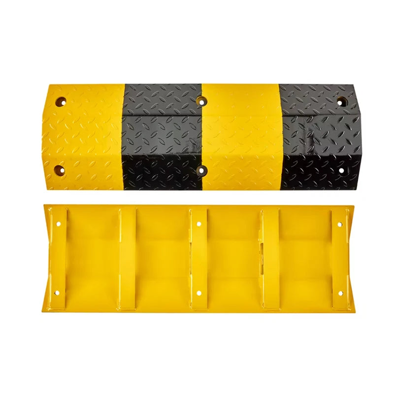 High Safety Traffic Vehicle Speed Bump Durable Rubber and Steel Yellow and Black 150kg/1000KG Load-Bearing for Parking Lot