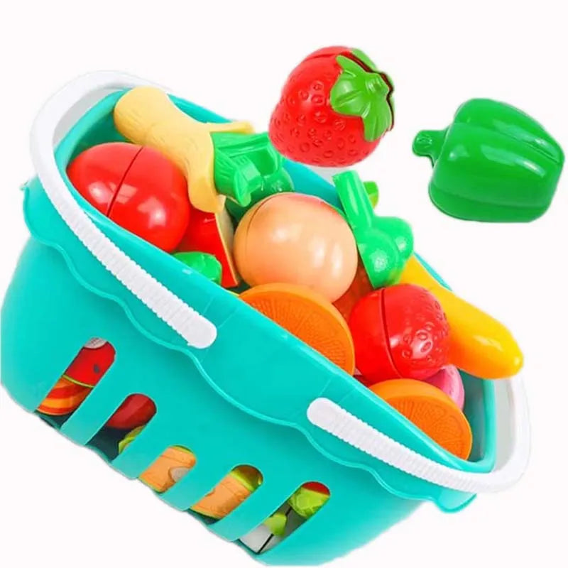 Good Selling 30pcs Cutting Fruit Toy Early Education Children Pretend Play House Vegetable Fruit Basket Toy
