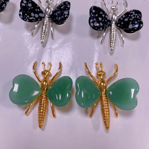 DIY Beautiful Natural 1 Inch Healing Crystal Butterfly Stone Mini Flourite Carving Ornament Decoration