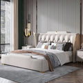 Solid Wood Frame Mdf Board Luxury Multi-function Single Double Queen king Faux Leather Bed with Storage