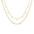 Hot Sale Classic Fashion Jewelry Geometric 18K Gold Stainless Steel Double Chain Diamond Tassel Women Luxury  Necklace