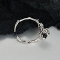 ICEBELA Women Jewelry Gift Supplier New Arrival Vintage S925 Sterling Silver Black 5A Zircon Inlaid Retro Rose Ring Inspired
