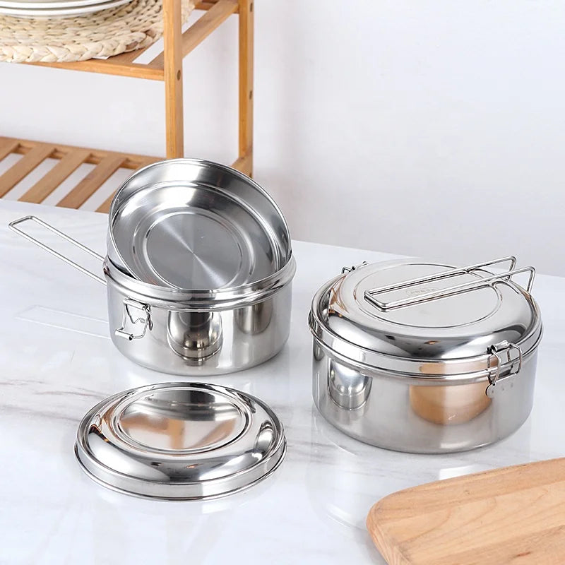 Classic round 304 Food Grade Stainless Steel Bento Box Leakproof Student Lunch Container