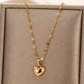 Simple Japanese Korean Fashion Joker Plated 18K Gold Peach Heart Clavicle Chain Necklace Trendy Heart Pendant for Girls