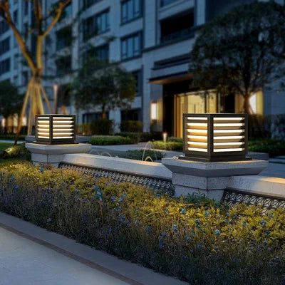 Jpungsun Stainless Steel Outdoor Garden Solar Column Light IP65 Waterproof LED Powered Main Gate Post and Fence Lamp