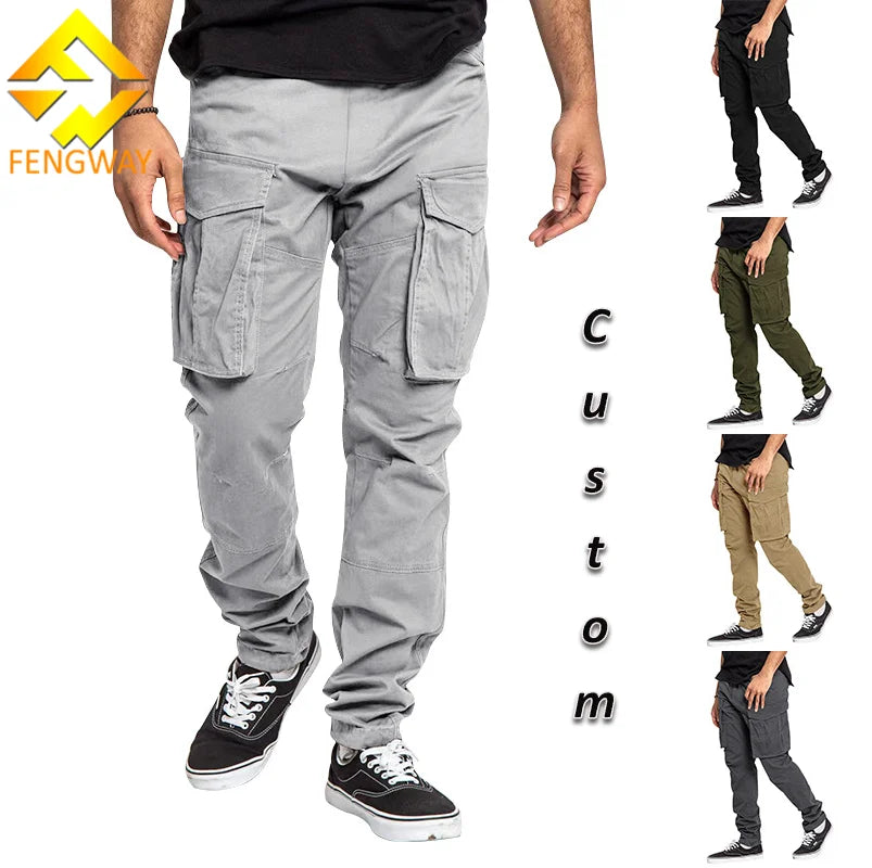 Fengway Custom Men Big Pockets Cargo Pants Sports Casual Jogger Trousers Hip Hop Harem Pants for Men