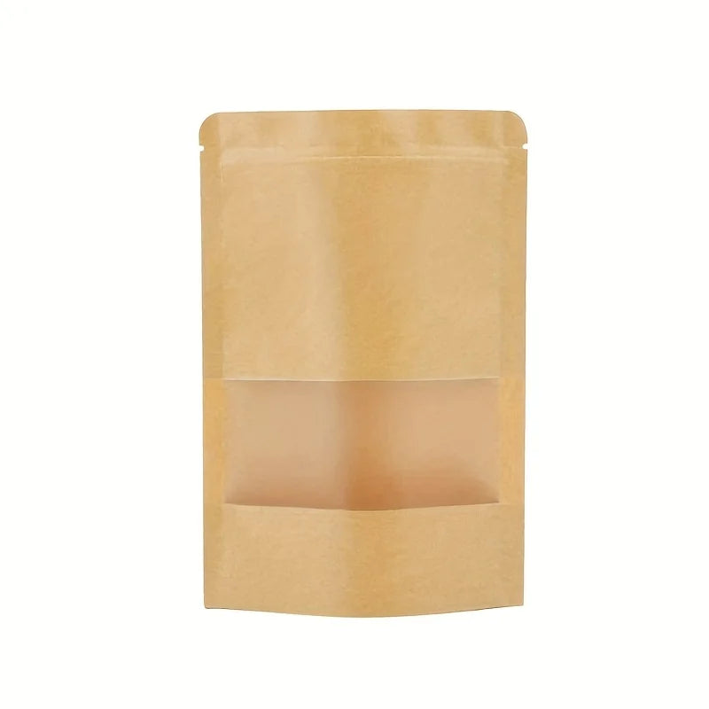 Kraft Bag Window Zipper Food Flour Nut Rice Spices Customizable Manufacturer Custom Printed Tea Snack Paper Stand up Pouch