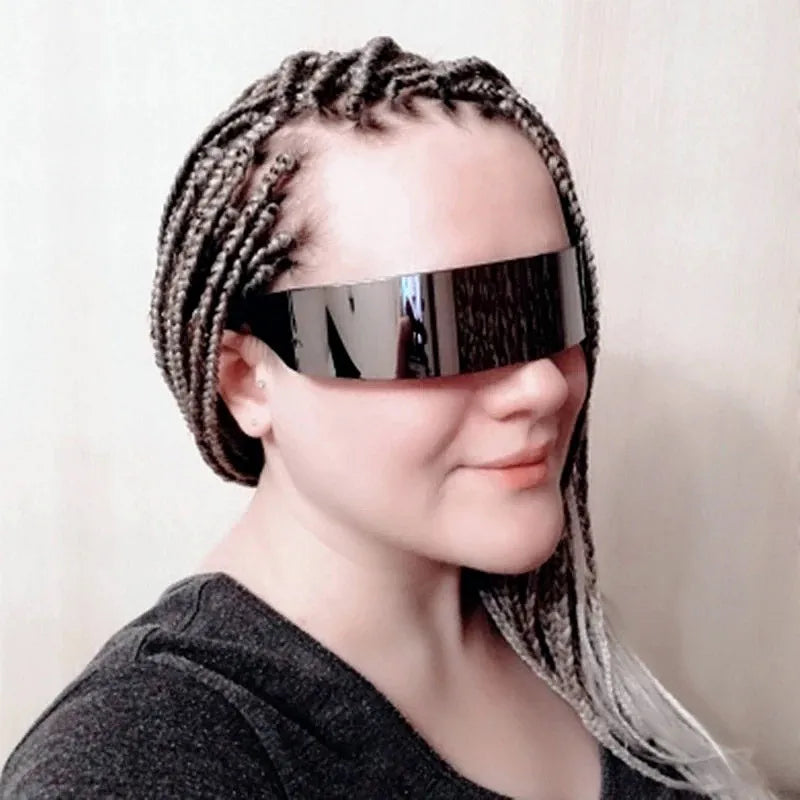Wholesale Futuristic Wrap Around Punk Sunglasses One Piece Lens Party Glasses for Men Women