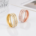 Factory Direct Sales Cross-border Wholesale European Beauty Ins Simple Jewelry Ring 14k Double Row Diamond Stainless Steel Ring