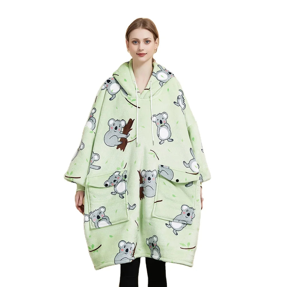 New Design Fashionable Oversized Plus Size Apparels Blanket Hoodie Lazy Blanket Hoodie for Women
