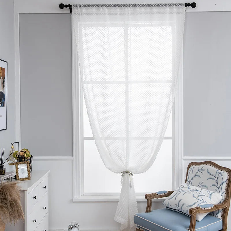 Factory Direct Sales Fashion Cutting Flower Design White Tulle Curtains Kitchen Sheer Curtain for Window