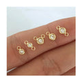 GP Bracelet Round Zircon Charm 14k Gold Filled Round Connector Drop Charms Pendants for Permanent Jewelry Chains Making