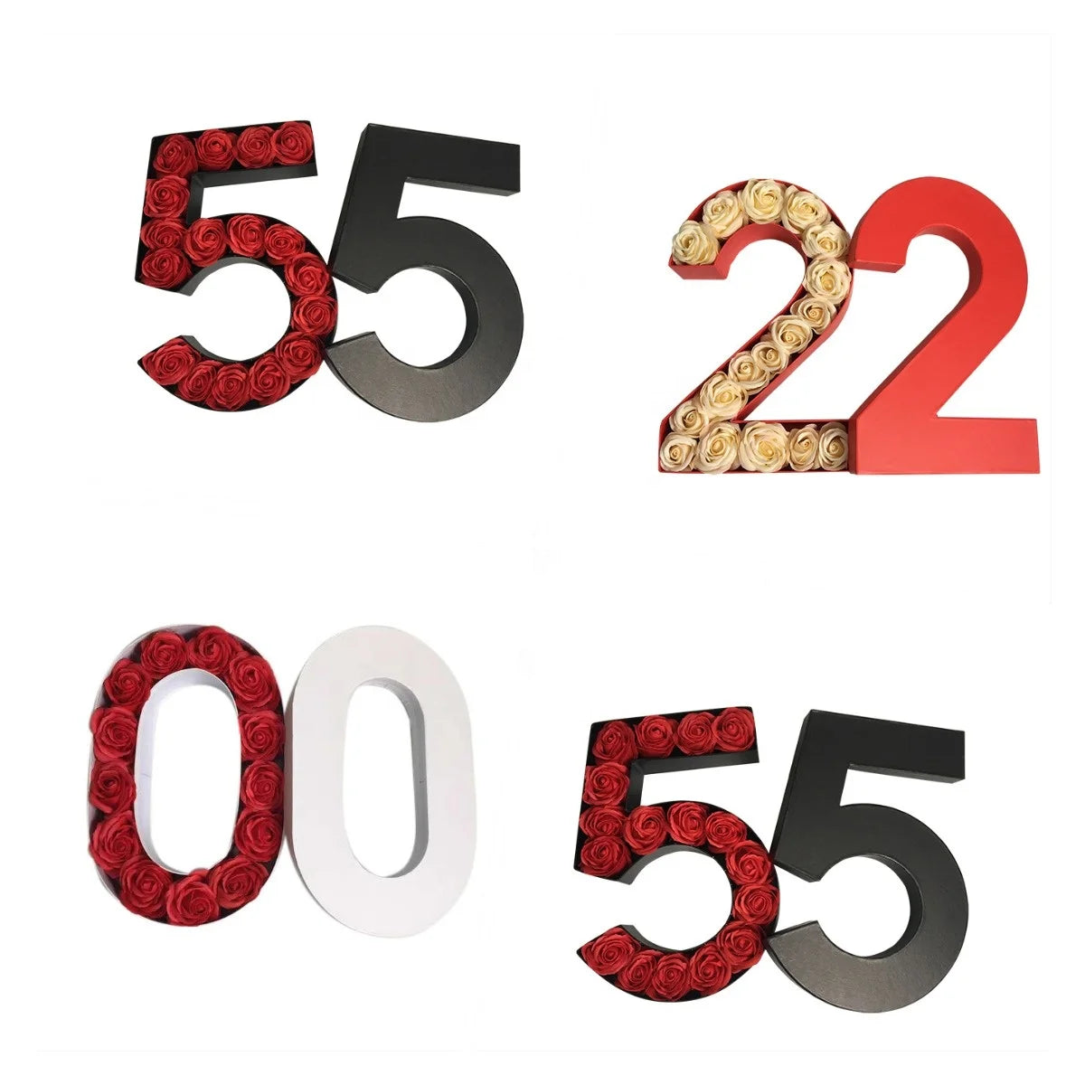Luxury Eco-Friendly 520 Spot Cardboard Flower Box Alphabets Numbers Custom White Paper Digital Letter Shaped Matt Lamination