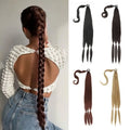 28inch Brown Braid Ponytail Extensions Synthetic Boxing Braids Wrap Around Chignon Tail With Rubber Band