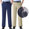 Mens Tuxedo Pants Double Pleated Front Wide Leg Business Trousers Classic Fit No Iron Work Office Clothes Formal Pants