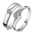 Marriage Ring Fashion Crystal CZ Stone Wedding Engagement Rings for Couples 925 Sterling Silver Adjustable Ring for Women Men