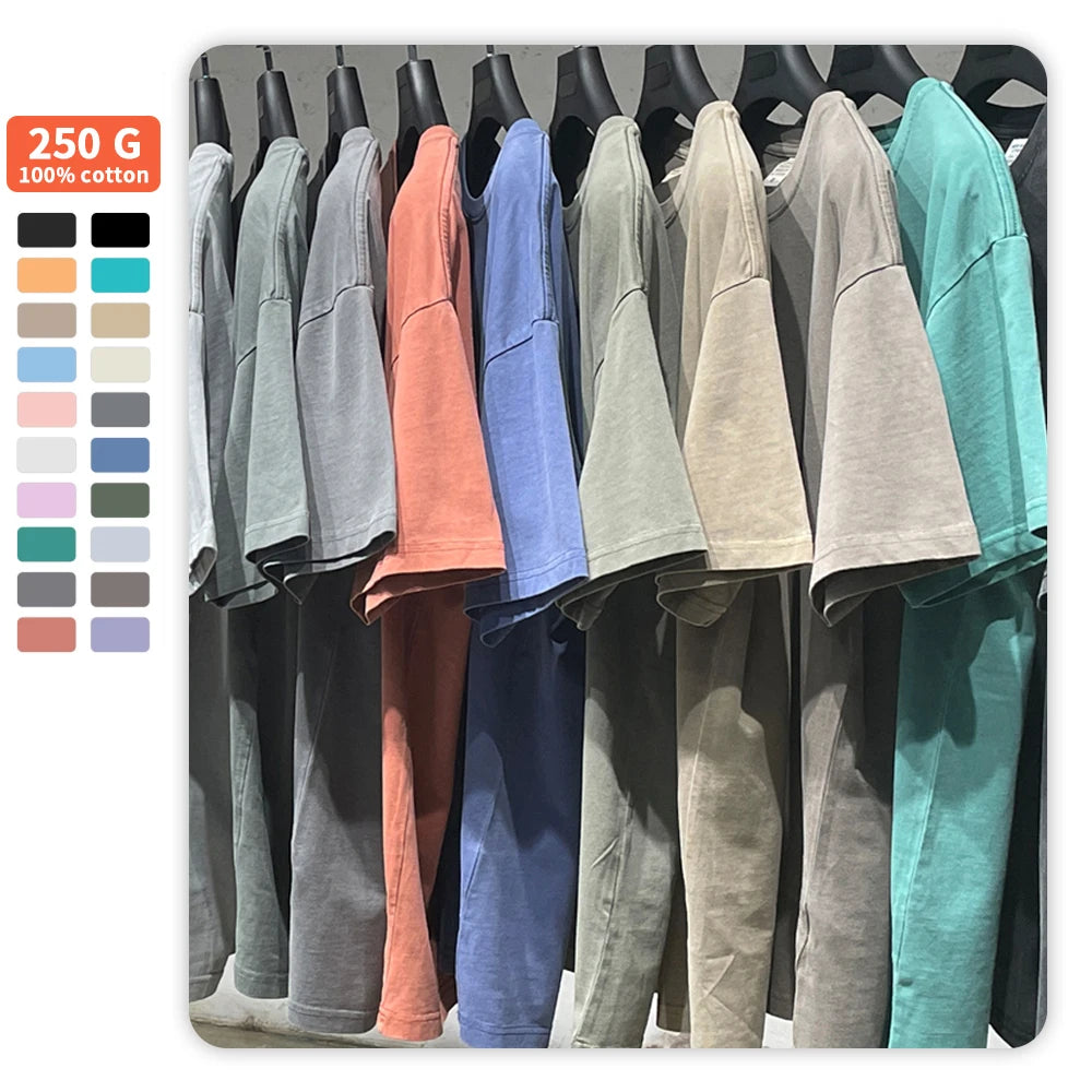 Wholesale Custom Logo Heavy Weight Oversized T Shirt Custom Blank  100% Cotton Acid Wash Tshirt Men Vintage T Shirt