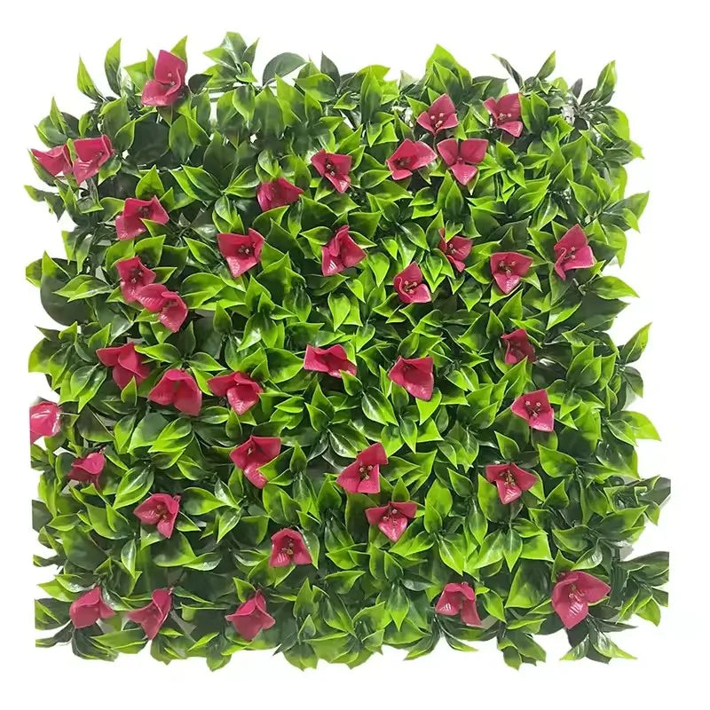 Anti-UV Plastic Artificial Grass Panels Green Vertical Garden Artificial Leaf Wall Indoor Outdoor Decoration 100x100CM Easy