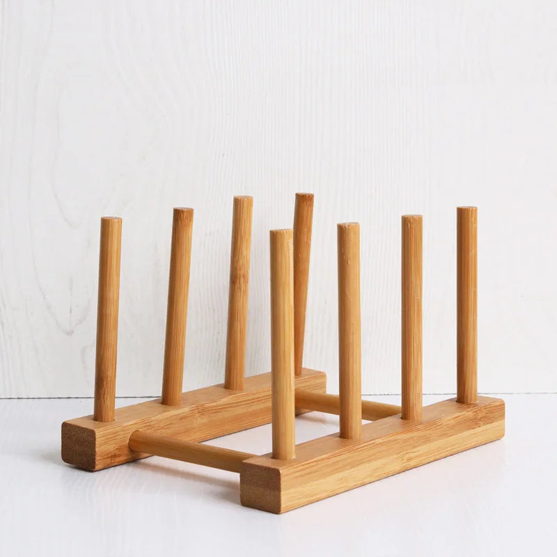 Hot Sale Bamboo Dish Drying Rack Kitchen Utensils Tools Dish Wooden Storage Holders Plate Racks for Kitchen
