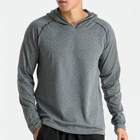 Men's Long Short Sleeve T Shirt Running Top Tee Athletic Hoodies Gym Tops for Men Breathable Sweatshirt
