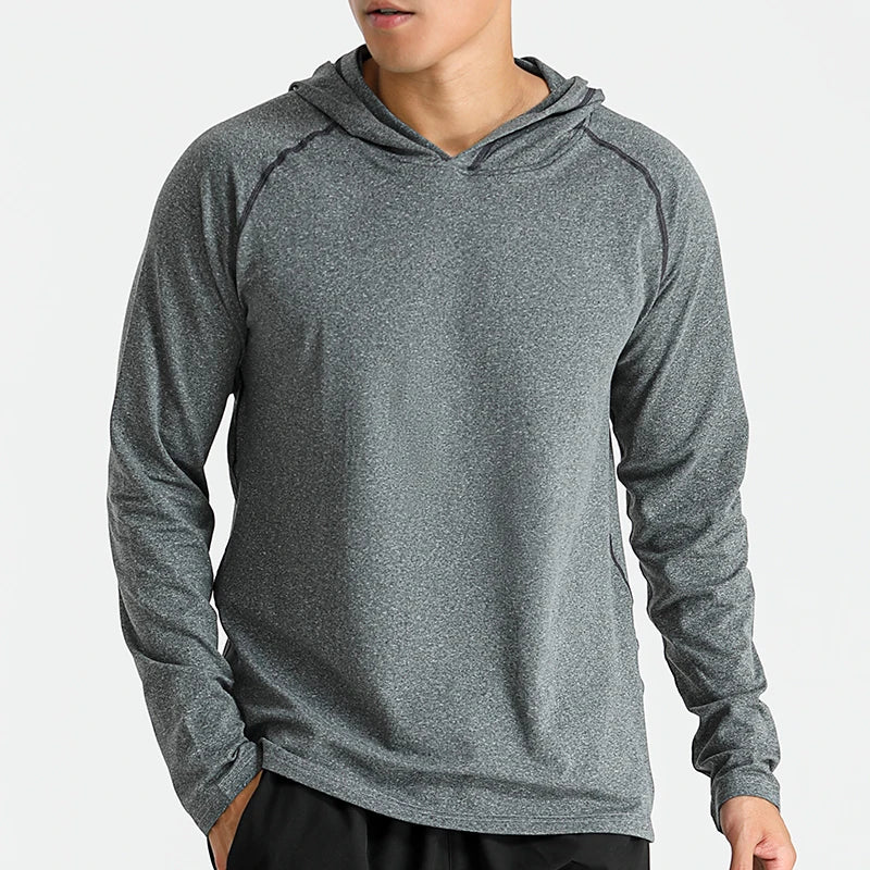 Men's Long Short Sleeve T Shirt Running Top Tee Athletic Hoodies Gym Tops for Men Breathable Sweatshirt