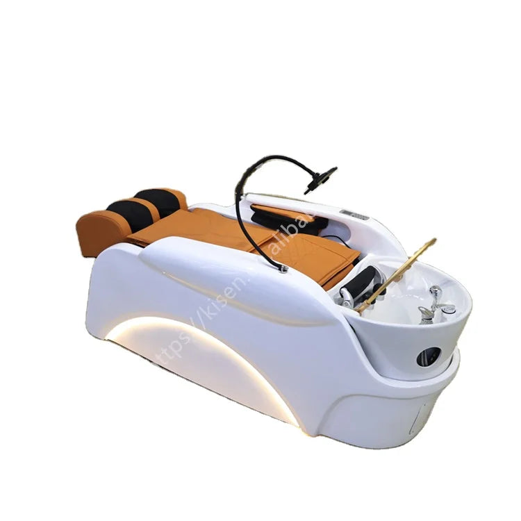 2025 Newest Advanced Luxury Fiberglass Head Therapy Hair Washing 3d Body Comfortable Massage Lounge Shampoo Bed