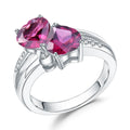 A009 Abiding Fine Jewelry 925 Sterling Silver Wholesale Price Heart Shaped Large Natural Gemstone Rhodolite Garnet Rings