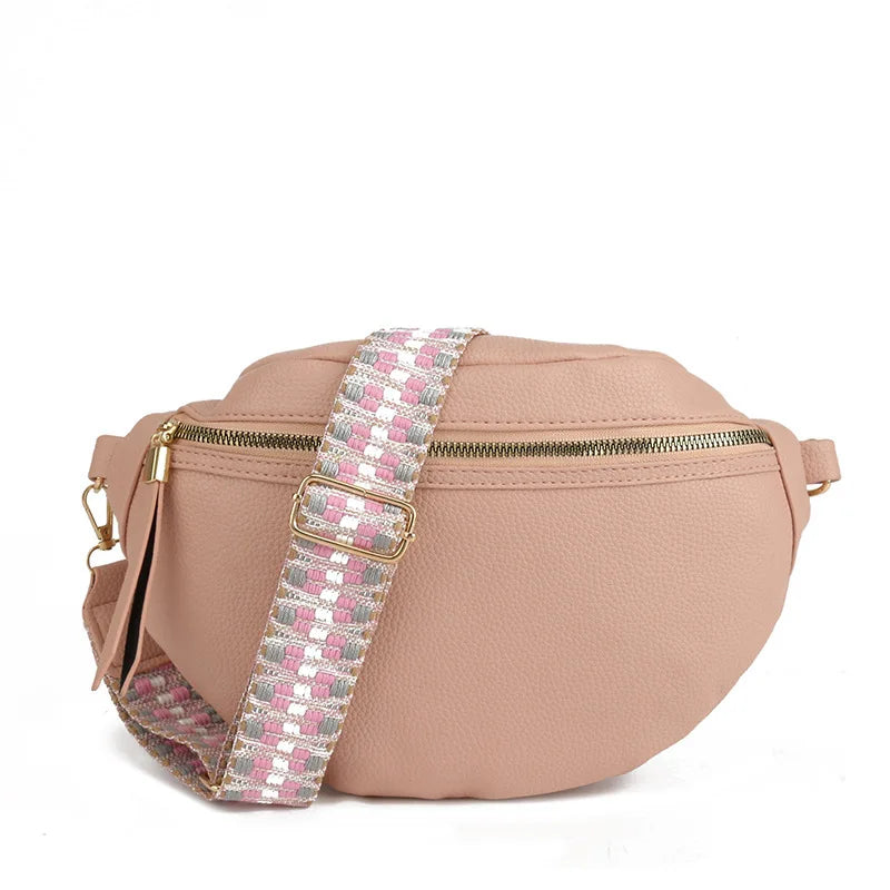 New PU Leather Sports Running Fanny Pack Customized High Quality Chest Bags Polyester Lining Crossbody Bags Leather Fanny Pack